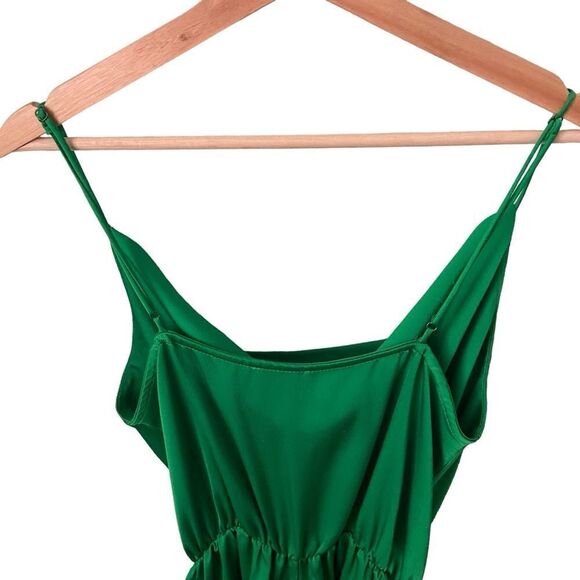 Vici Treat Satin Cowl Neck Romper in Green Size Extra Large - Picture 9 of 10